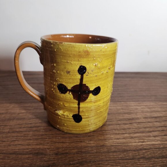 Vintage MCM Italian Bitossi style Hand-Painted Ceramic Mug With Floral & Geometr - Picture 6 of 9
